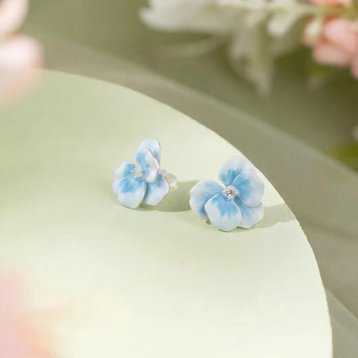 三彩2026新款立体蝴蝶兰花朵滴釉画漆耳钉S925银针多巴胺度假 商品图3