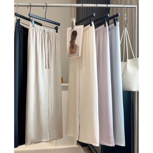 【水光缎面丝滑醋酸阔腿裤】26春夏季新款 抽绳冰丝凉凉休闲宽松直筒裤 商品图0