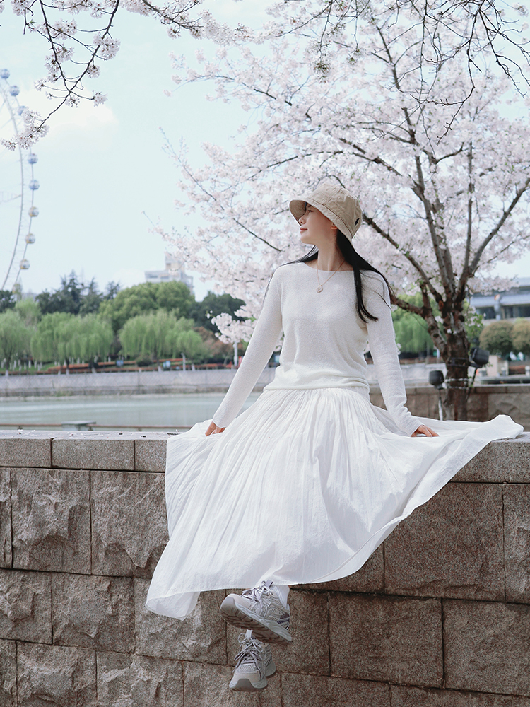 【100%精纺羊毛   肌理感树皮花一字领长袖】会呼吸的羊毛薄衫  预售7-10天 夏日羊毛系列 软糯亲肤敏感肌适用  高弹力包容各种身形  单穿、打底皆可适配多种场合 湖州仓