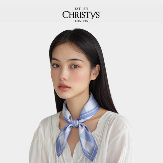 【2026新品】【新品上市】Christys'百年皇室品牌 100%桑蚕丝经典棋盘格小方巾（55*55cm） 商品图4
