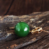 【天然正品】AU750黄金镶钻镶天然细腻菠菜绿圆珠约17.8MM碧玉和田玉吊坠项链34.8*17.8MM（皆取最大值）150326TJ04 商品缩略图3