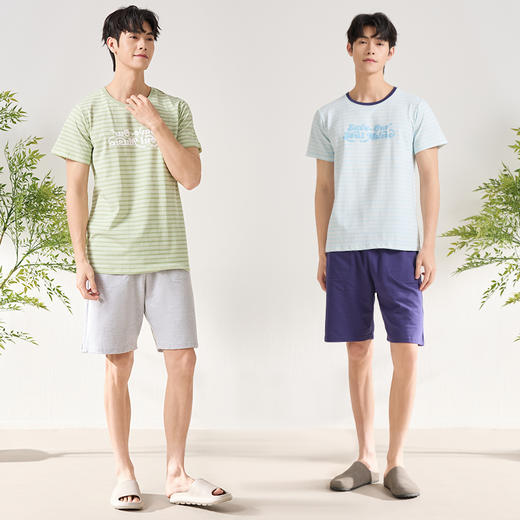 爱帝男士薄款睡衣休闲可外穿夏季短袖家居套装 商品图6