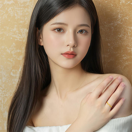 【新品首发】足金水波纹戒指 黄金活口戒指细小戒指叠戴 MEMORA诗普琳LR465601（线上专供） 商品图1