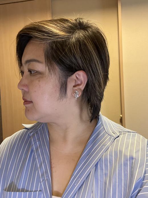 【日本溯源之旅】银杏双叶 18k金钻石耳夹 设计师特款 厚金拉丝工艺 精致唯美 钻石0.04ct 上耳修饰感极佳  经典弹力夹 5.4g（展会产品拍下后不支持7天无理由退换货） 商品图2