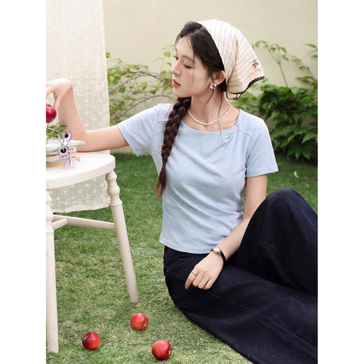 鹿向南【0407/00:00新品前一小时7折限量100件】蓝色T恤 商品图4