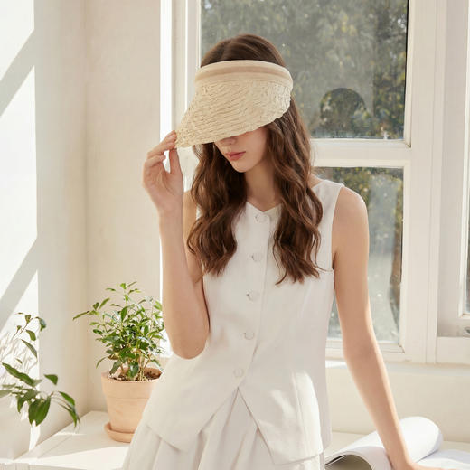 三彩2026新款空顶大帽檐遮阳帽休闲海边沙滩出游夏编织帽子鸭舌女 商品图1