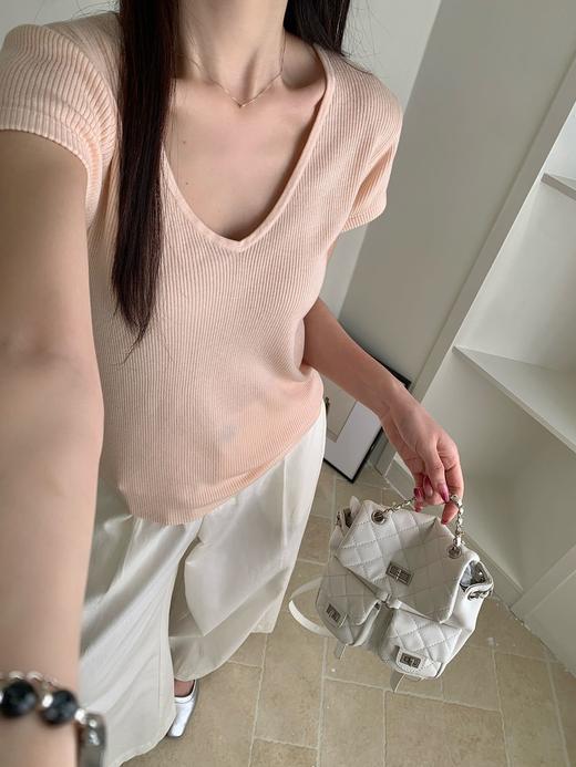 巨显瘦🔥含绵羊毛的神仙针织衫！【NECHEER柏奥玛春夏季V领短袖针织衫2605】，12 色任选闭眼搭✨ 精心配比🌿 商品图1