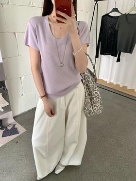 巨显瘦🔥含绵羊毛的神仙针织衫！【NECHEER柏奥玛春夏季U领短袖针织衫2601】，12 色任选闭眼搭✨ 精心配比🌿