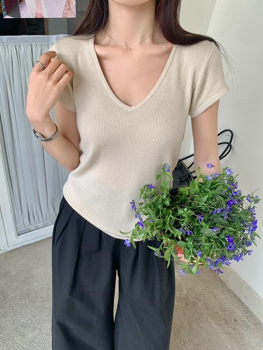 巨显瘦🔥含绵羊毛的神仙针织衫！【NECHEER柏奥玛春夏季V领短袖针织衫2605】，12 色任选闭眼搭✨ 精心配比🌿 商品图3