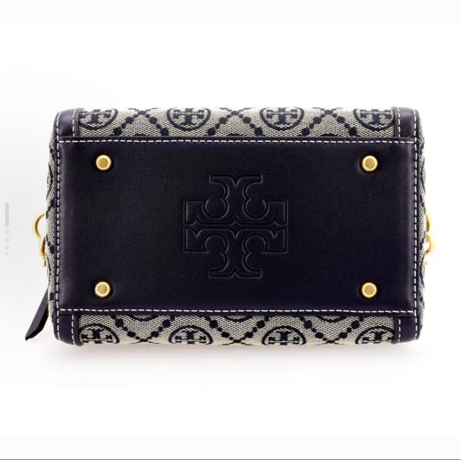 【老花波士顿】TORY BURCH 汤丽柏琦 T Monogram 老花满印 织物拼牛皮革 波士顿包单肩斜挎手提包83970 大号/小号 香港直邮 清关约7个工作日 商品图5