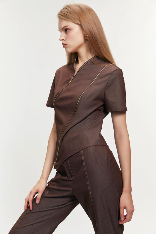 SAFICOO 双拉链可调节露肩设计短款衬衣 商品图3