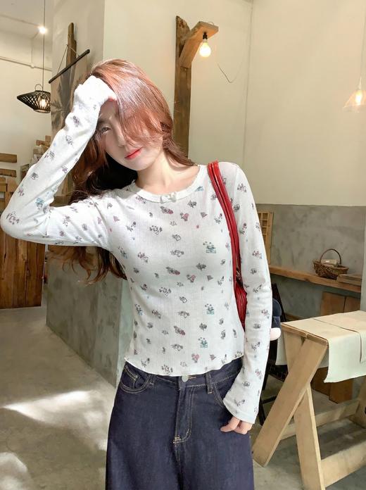 <曾小咸推荐>4.3现货秒杀 ！微信超特价！韩系碎花长袖t恤 日常119.99 立减60 秒杀59.99！！ 商品图5