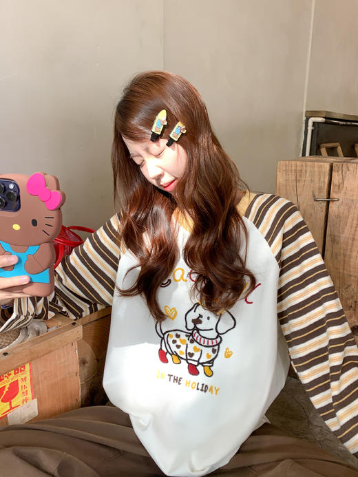 <曾小咸推荐>4.3现货秒杀 ！微信超特价！韩系小狗植绒t恤 日常199.99 立减120 秒杀79.99！！ 商品图5