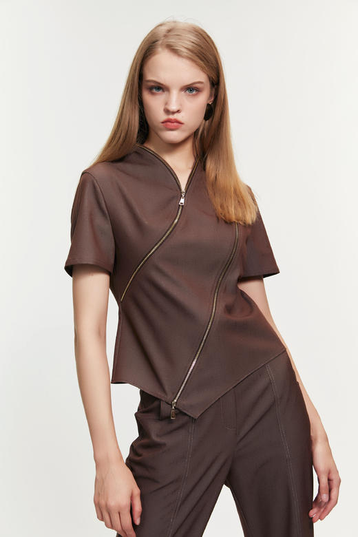 SAFICOO 双拉链可调节露肩设计短款衬衣 商品图2