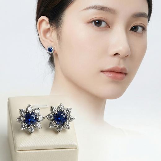 【清明节宝石专场】宝石专场活动：89号蓝宝石三件套（耳钉4x4,项链4x6,戒指5x5mm ）带证书（万物清明·福佑安康） 商品图1