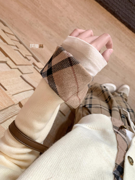 <曾小咸推荐>4.3现货秒杀 ！微信超特价！韩系拼接格子针织衫 日常199.99 立减120 秒杀79.99！！ 商品图7