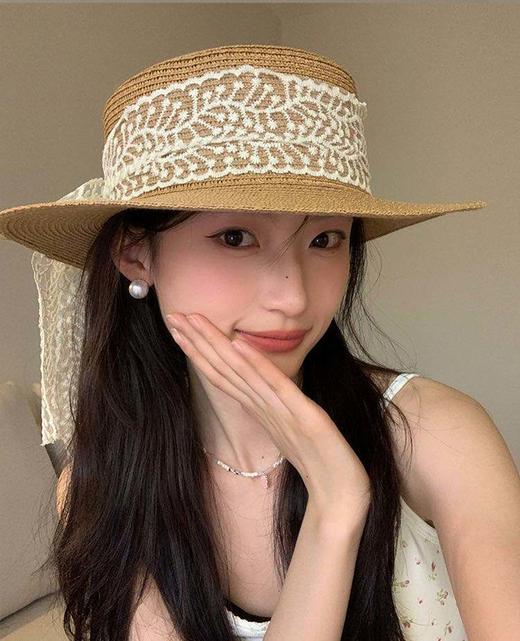 🔥【HOPENONO平顶草帽合集】！四款风格全承包🌿 专柜级手工编织质感拉满，蕾丝温柔、毛边慵懒、黑带高级任你选！🥳 硬核防晒+显脸小buff拉满🍀 商品图1