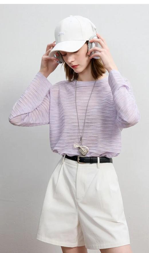 Sonia life竹节麻长袖针织罩衫，自带精致层次，背影也能细节感满满 商品图0