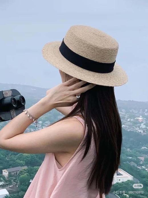 🔥【HOPENONO平顶草帽合集】！四款风格全承包🌿 专柜级手工编织质感拉满，蕾丝温柔、毛边慵懒、黑带高级任你选！🥳 硬核防晒+显脸小buff拉满🍀 商品图3