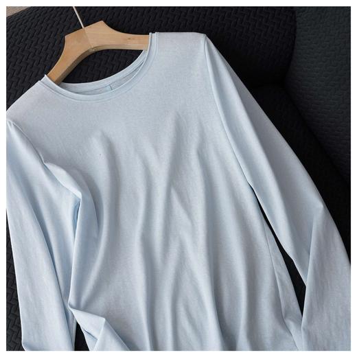 直发【3086】雪花感天丝棉 清凉透气卷边 纯色正肩长袖 商品图2