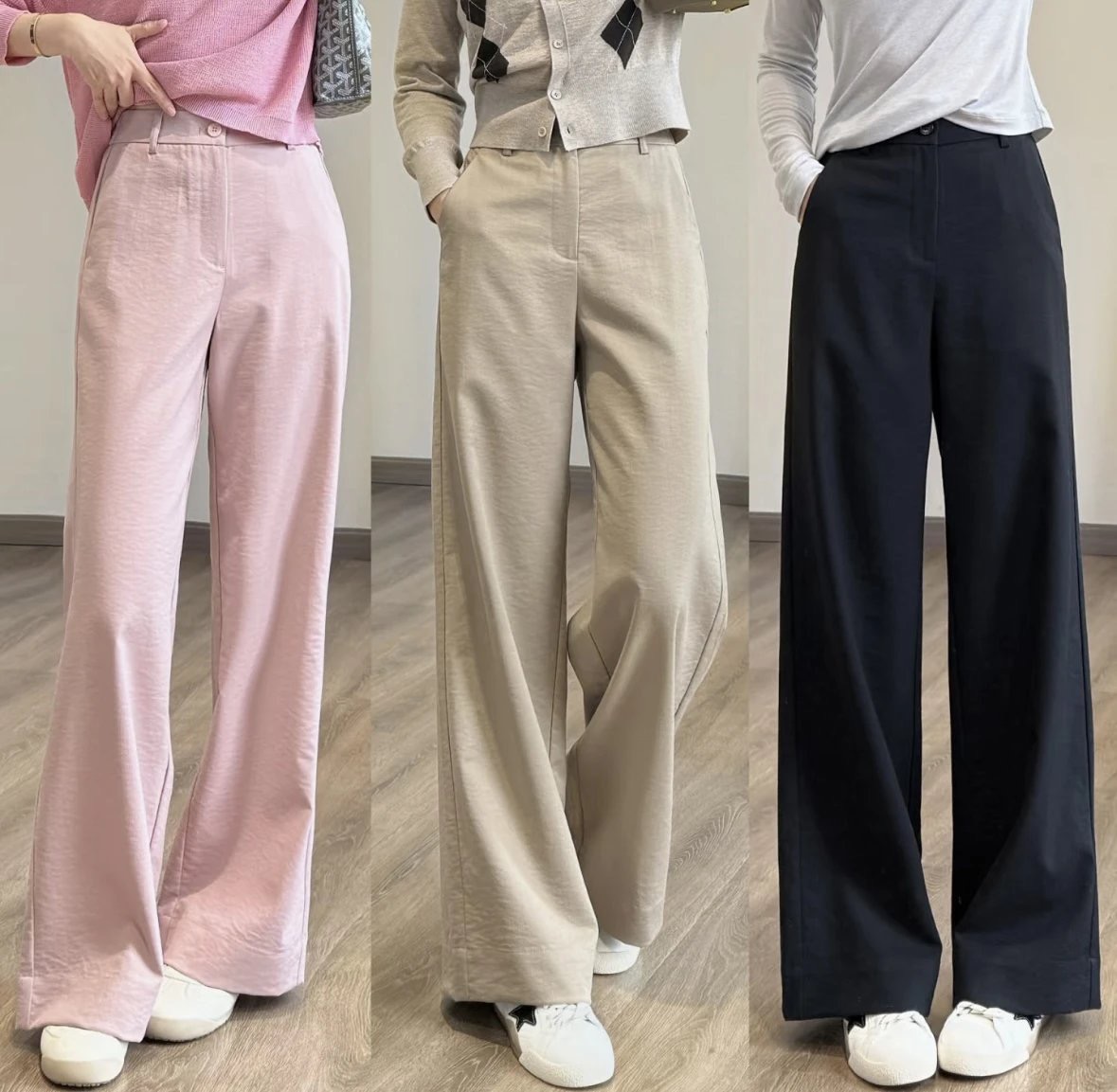 直发【15805】 知性通勤风 高腰休闲直筒阔腿裤 显瘦有型