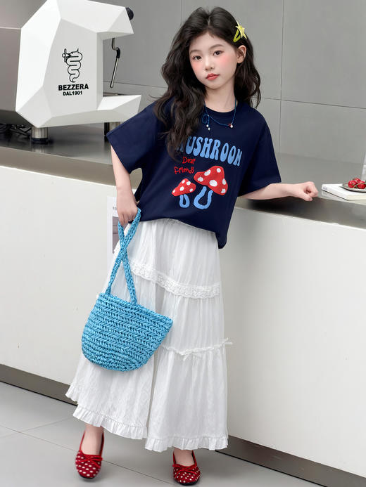 🍧夏日温柔风必备💕韩系元气少女氛围感穿搭👧【吉米故事▪韩系童趣蘑菇印花短袖T恤➕️蕾丝拼接蛋糕长裙】 | 匠心之作 始于颜值，忠于品质 自带高级感的春天 商品图4
