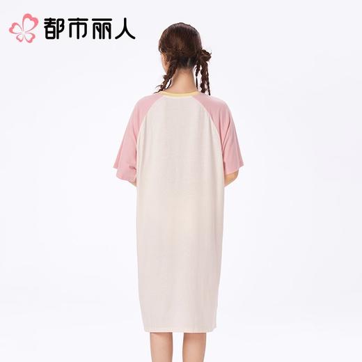都市丽人睡衣女士睡衣薄家居服32支CVC单面睡衣女士棉质短袖裙女装睡裙LHC6E7 商品图2