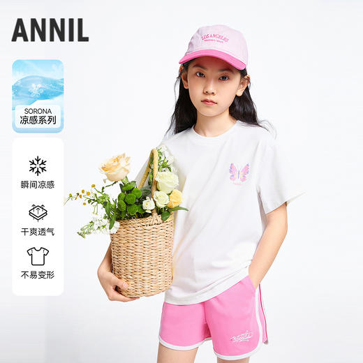 女童圆领短袖针织衫夏季新款安奈儿童装EG621828 商品图0