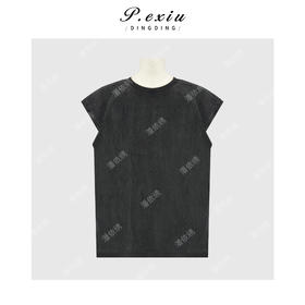 PanYiXiu/潘依绣赛丽晶小众设计高级感宽松百搭小飞袖圆领衬衫 W-63718