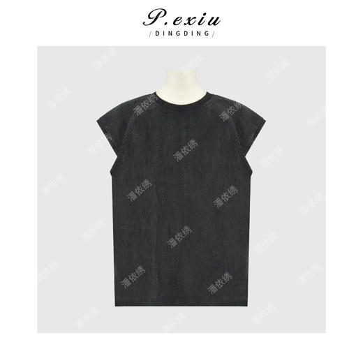 PanYiXiu/潘依绣赛丽晶小众设计高级感宽松百搭小飞袖圆领衬衫 W-63718 商品图0