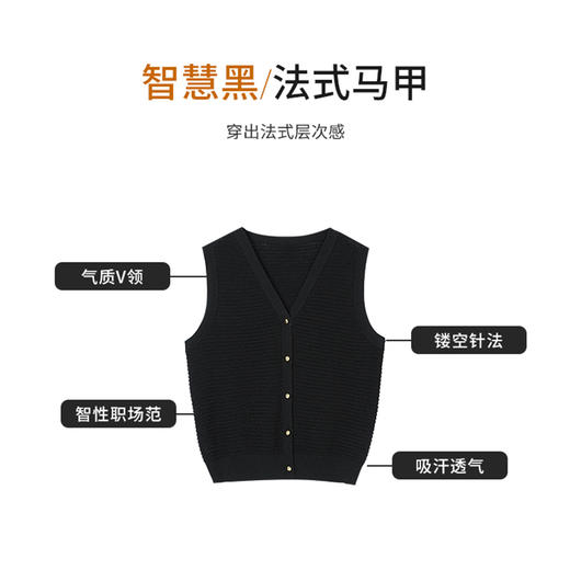 【商场同款】CNI6445 “ 都市新贵马甲 ” 莱赛尔三醋酸定制纱线吸汗透气 自然纹理挺括有型 好穿黑色马甲 商品图4