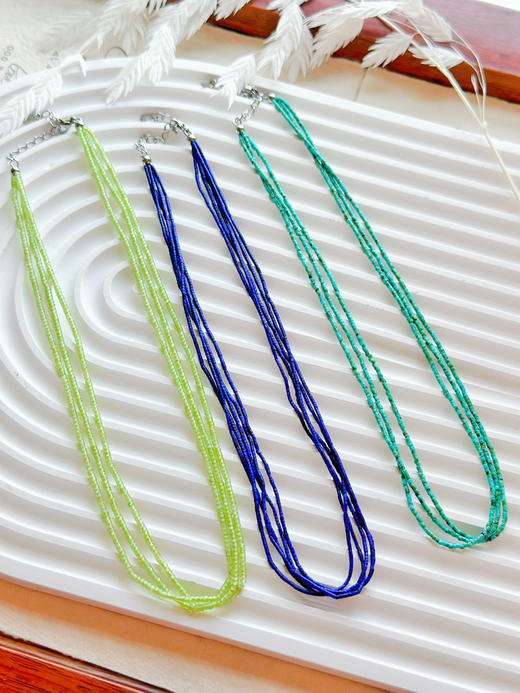 春日绽放 | 天然绿松石 青金石 橄榄石彩宝项链 商品图14