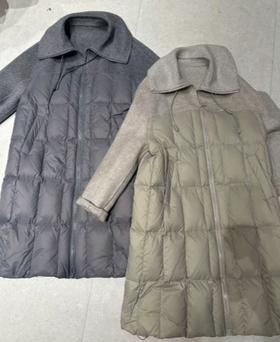 【门店同款】ENJOY冬季翻领羽绒长款拼接外套 160050023