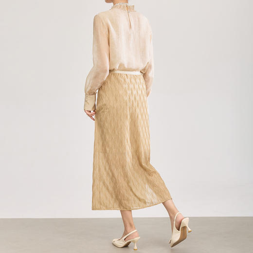 「高货wl」全新升级【铂金会员183/天猫249/差价66】(81249)洛诗琳玻璃纱亮丝修身半身裙2026新款时尚高腰显瘦直筒裙 商品图3