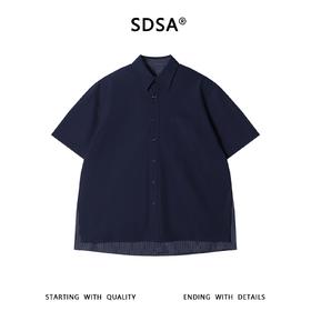 SDSA男装2026新款高贵轻奢潮牌极简风拼接条纹假两件短袖衬衫