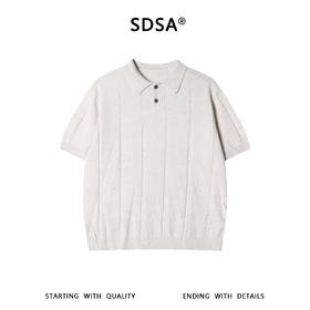 SDSA男装2026新款高贵轻奢老钱风简约竖纹翻领短袖T恤百搭时尚