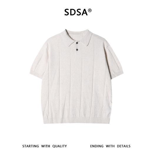 SDSA男装2026新款高贵轻奢老钱风简约竖纹翻领短袖T恤百搭时尚 商品图0
