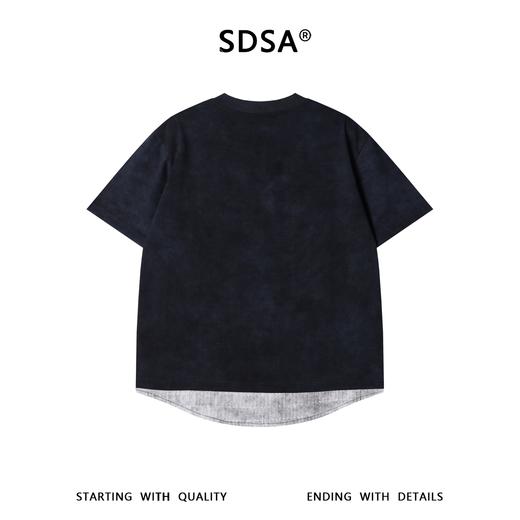 SDSA男装2026新款做旧假两件短袖T恤拼接下摆宽松圆领休闲上衣 商品图4