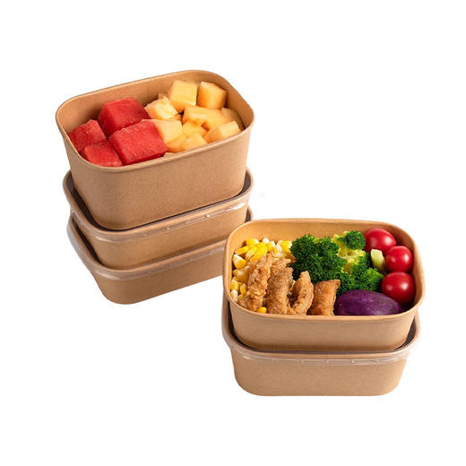 【可降解！隔水油】户外露营野餐盒牛皮纸一次性方形外卖打包便当可微波加热防漏纸碗。xb 商品图3