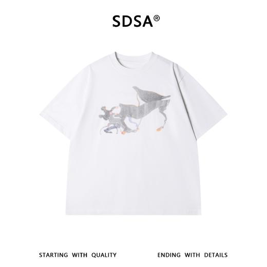 SDSA男装2026新款高贵轻奢老钱风撞色印花圆领短袖T恤百搭时尚 商品图0