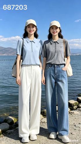 687203天丝亚麻Polo领T