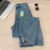 F040304春季新款阔腿牛仔裤女高腰垂感带钻满天星爆闪烫钻直筒长裤 商品缩略图1