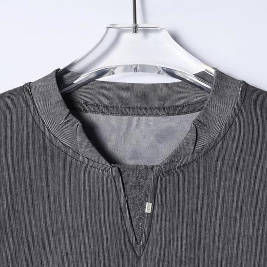 SDSA男装2026新款高贵轻奢亨利领小V领短袖T恤肌理感宽松圆领上衣 商品图1