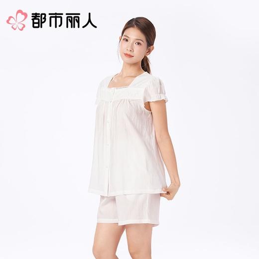都市丽人睡衣女士睡衣薄家居服麻麻纱睡衣女士梭织棉短袖套装女装短袖短裤LHC1D2 商品图1