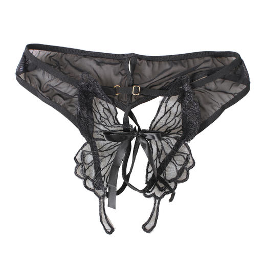 漫渺蝴蝶仙子低腰蕾丝内裤免脱轻扯纯欲风缕空蝴蝶结绑带情趣内裤 商品图4