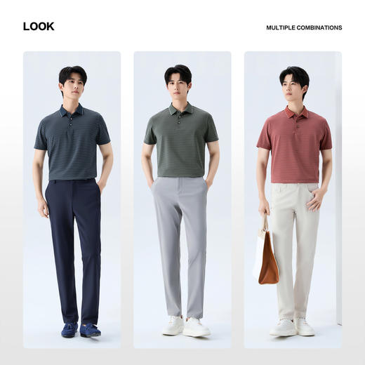 【条纹POLO衫】柒牌男装26夏上新短袖POLO衫休闲凉感防晒舒适上衣 130T71080 商品图2