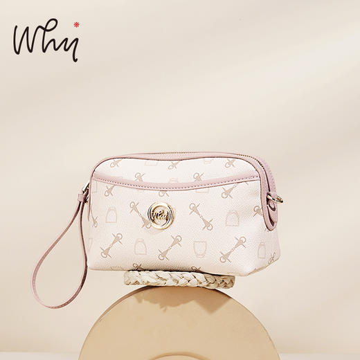 WHY新款印花迷你手提包女2026夏季小圆扣单肩斜挎包粉色通勤化妆包​YAP11779Z 商品图2