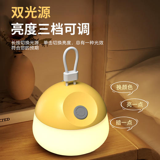 户外白光露营灯 野营帐篷便携照明长续航 黄光氛围灯硅胶可充电柔光 商品图1