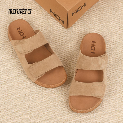 和诚行2026夏季新款时尚百搭真皮勃肯厚底男式拖鞋1950099 商品图4