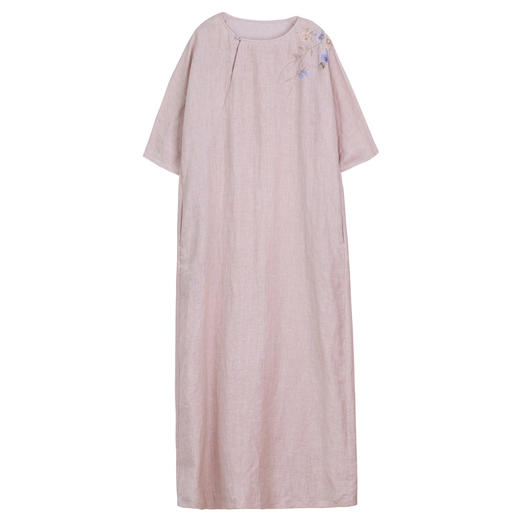 牧衣游原创 重工手绣汉麻连衣裙女新款宽松轻薄古朴文艺长裙 晴川 商品图4